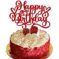 Gyufise Happy Birthday Cake Topper – Red Glitter Cake Pick, 1 Pcs