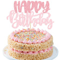 Gyufise 1Pcs Happy Birthday Cake Topper Glitter Pink – Cake Decoration
