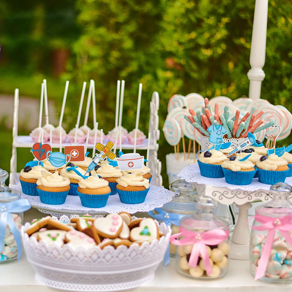 Gyufise Nurse Cupcake Toppers – 36Pcs RN Graduation Cake Picks for Medical Theme Parties