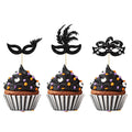 Gyufise 24Pcs Masquerade Masks Cupcake Toppers – Glitter Party Picks for Cakes & Desserts