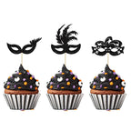 Gyufise 24Pcs Masquerade Masks Cupcake Toppers – Glitter Party Picks for Cakes & Desserts