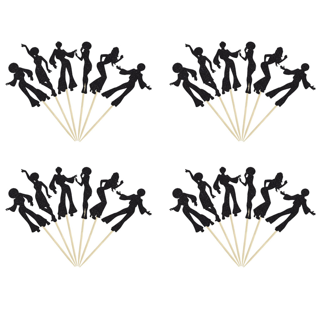Gyufise 24Pcs 70's Disco Cupcake Toppers – Disco Ball Party Decor