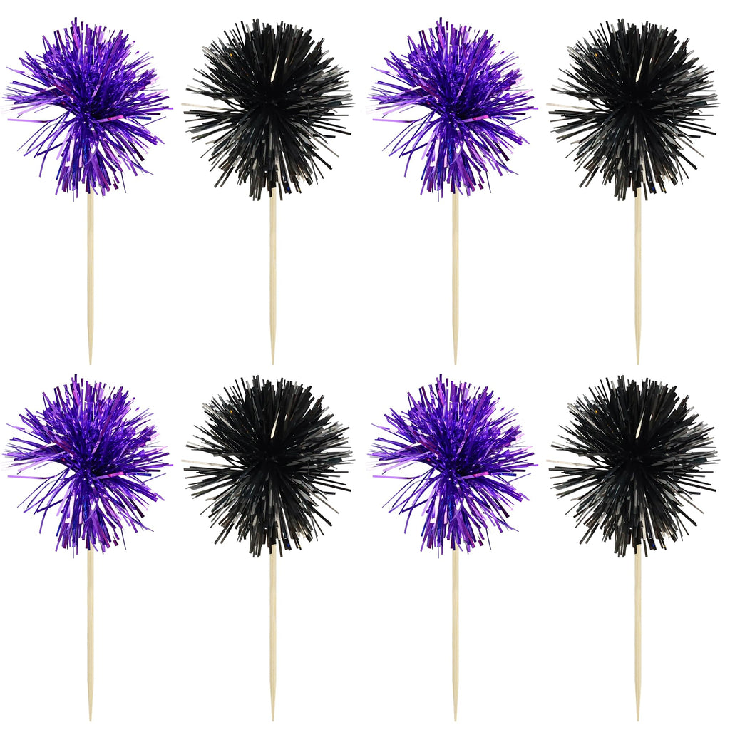 Gyufise 30Pcs Foil Firework Cupcake Toppers – Sparkle Tinsel Decorations