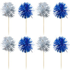 Gyufise 30 Pcs Foil Firework Cupcake Toppers – Sparkle Tinsel Cake Decorations for Birthday, Wedding & Party