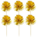 Gyufise 30Pcs Foil Firework Cupcake Toppers in Dark Gold – Sparkle Tinsel Cake Decorations