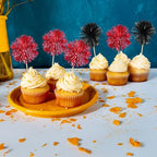 Gyufise 30Pcs Foil Firework Cupcake Toppers – Sparkle Tinsel Cake Picks for Parties