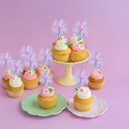 Gyufise 30Pcs Foil Firework Cupcake Toppers – Laser Purple Sparkle