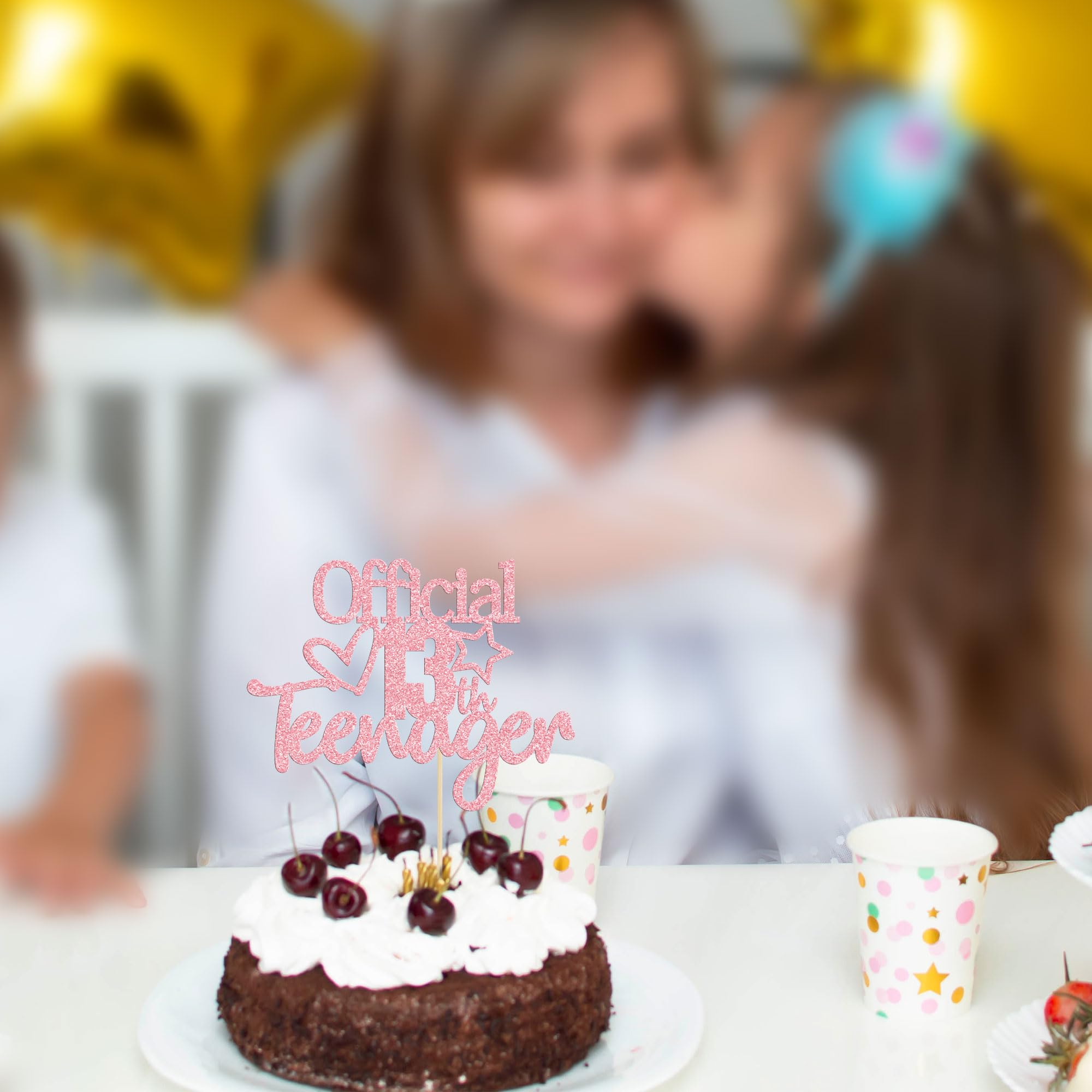 Gyufise Pink Glitter Official Teenager 13 Cake Topper – 1 Pack for 13th Birthday