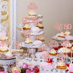 Gyufise 30 Pcs 80th Birthday Cupcake Toppers – Rose Gold Cake Decorations for 80th Birthday & Anniversary