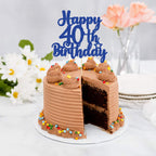 Gyufise 1Pcs Happy 40th Birthday Cake Topper – Glitter 'Cheers to 40 Years' (Blue)