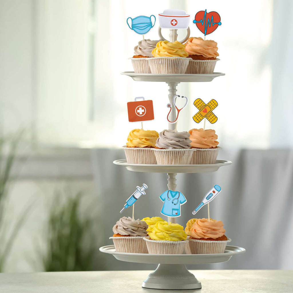 Gyufise Nurse Cupcake Toppers – 36Pcs RN Graduation Cake Picks for Medical Theme Parties