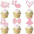 Gyufise 36-Pack Oh Baby Cupcake Toppers – Girl Theme Pink Glitter Cake Picks