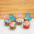 Gyufise 36Pcs Oh Baby Cupcake Toppers - Pink Blue Glitter Bow for Baby Shower & Gender Reveal