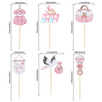 Gyufise 36Pcs Baby Shower Cupcake Toppers – Swan Pacifier Cloud Moon Star Pink