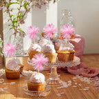 Gyufise 30Pcs Foil Firework Cupcake Toppers – Sparkle Tinsel Cake Decorations for Birthday, Wedding & Party (Dark Pink)