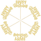 Gyufise 24Pcs Happy Birthday Cupcake Toppers - Gold Glitter Cake Picks for Birthday, Baby Shower & Party Decor