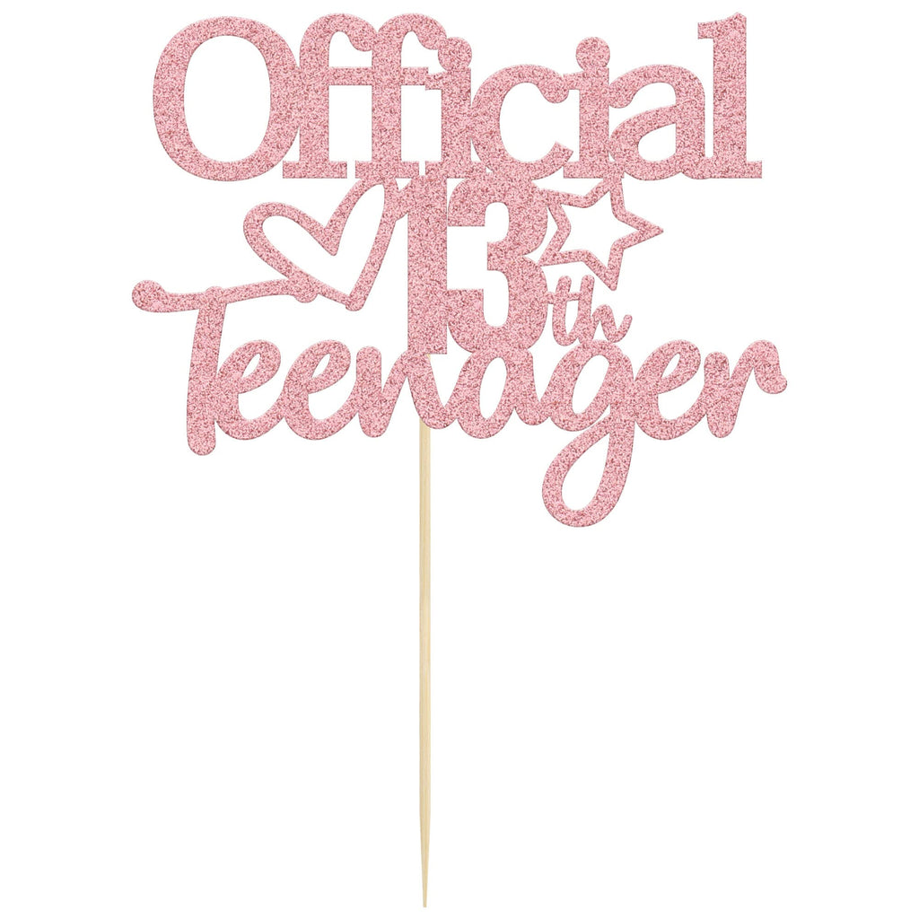 Gyufise Pink Glitter Official Teenager 13 Cake Topper – 1 Pack for 13th Birthday