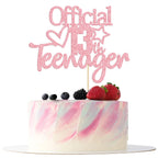 Gyufise Pink Glitter Official Teenager 13 Cake Topper – 1 Pack for 13th Birthday