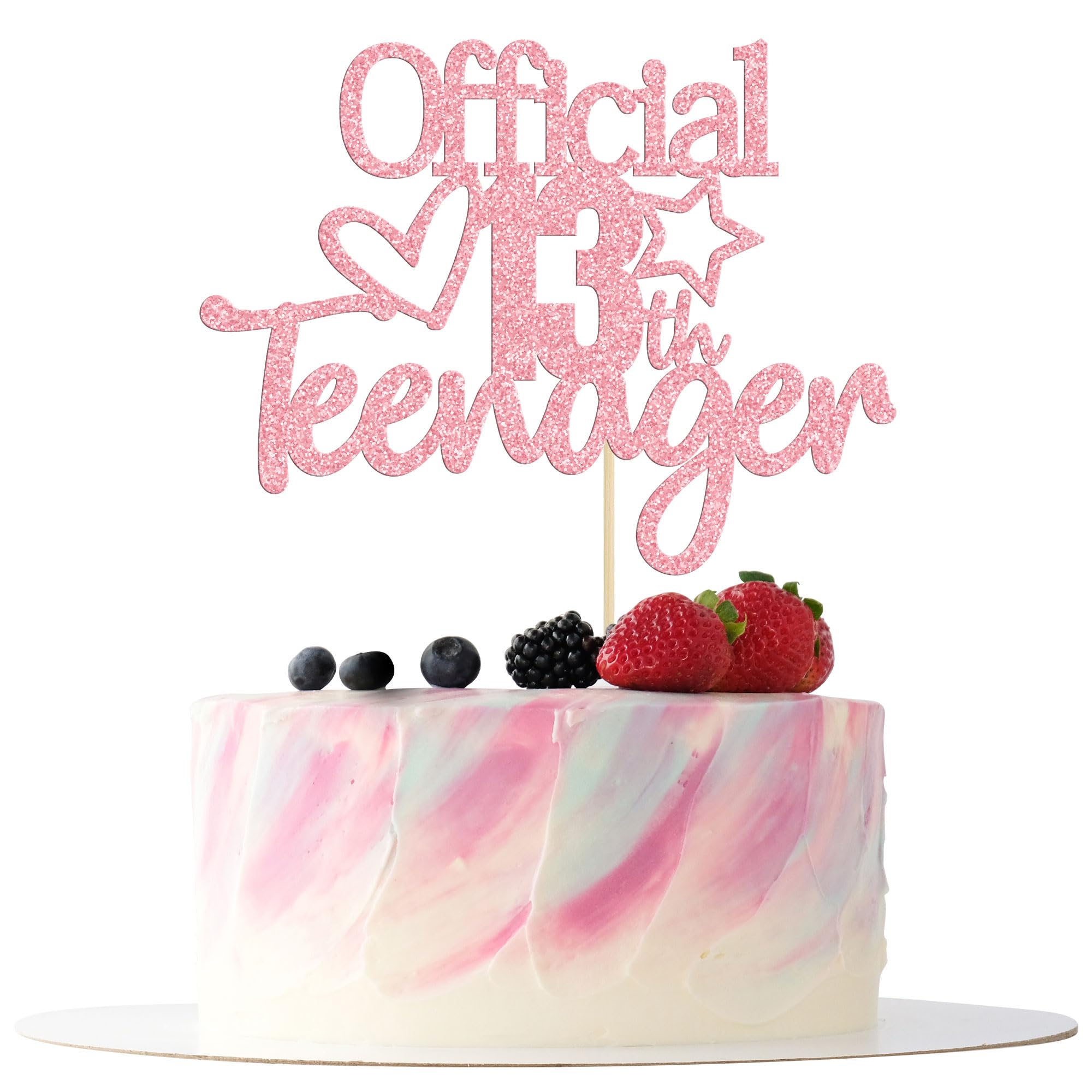 Gyufise Pink Glitter Official Teenager 13 Cake Topper – 1 Pack for 13th Birthday