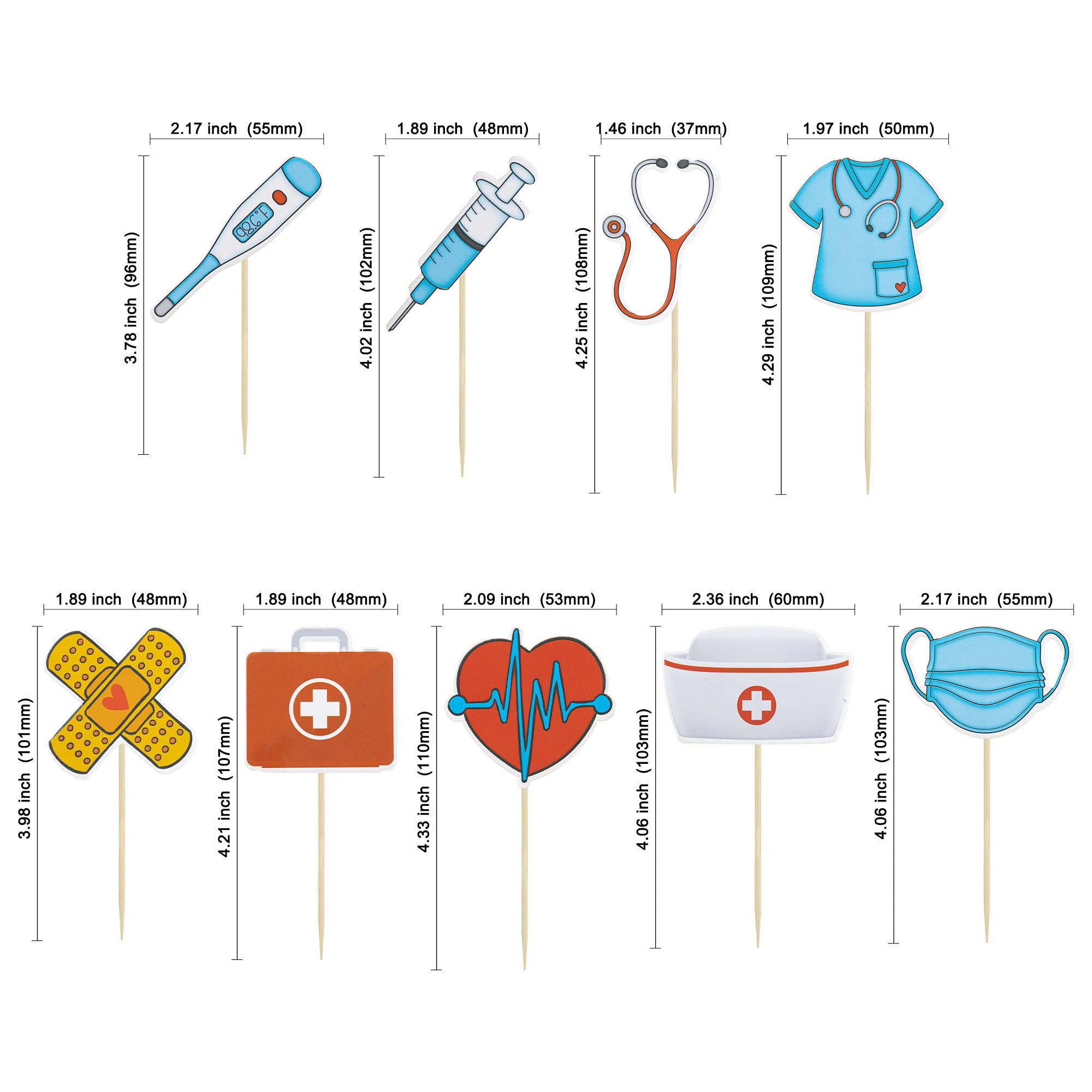 Gyufise Nurse Cupcake Toppers – 36Pcs RN Graduation Cake Picks for Medical Theme Parties