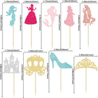 Gyufise 36Pcs Princess Cupcake Toppers – Colorful Glitter Mermaid, Castle & Crown Cake Decorations