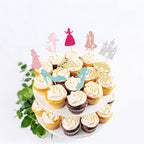 Gyufise 36Pcs Princess Cupcake Toppers – Colorful Glitter Mermaid, Castle & Crown Cake Decorations