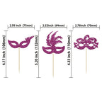 Gyufise 24Pcs Masquerade Masks Cupcake Toppers – Purple Glitter Party Decor