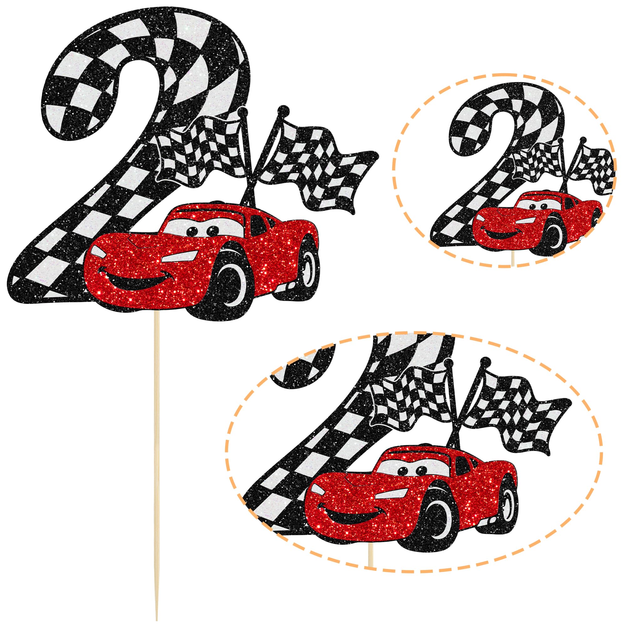 Gyufise Race Car Cake Topper Glitter – 1pc for Racing Birthday Cakes