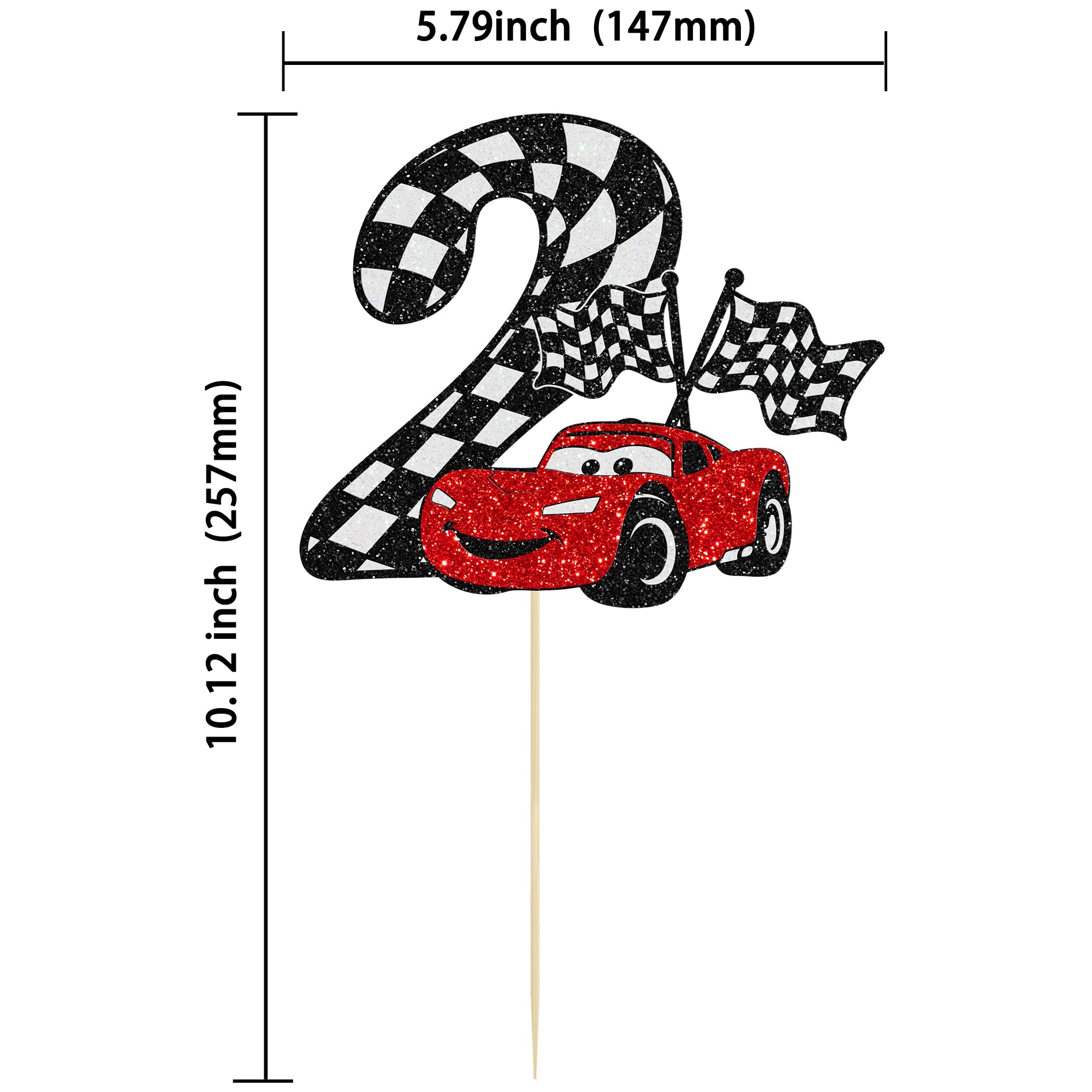 Gyufise Race Car Cake Topper Glitter – 1pc for Racing Birthday Cakes