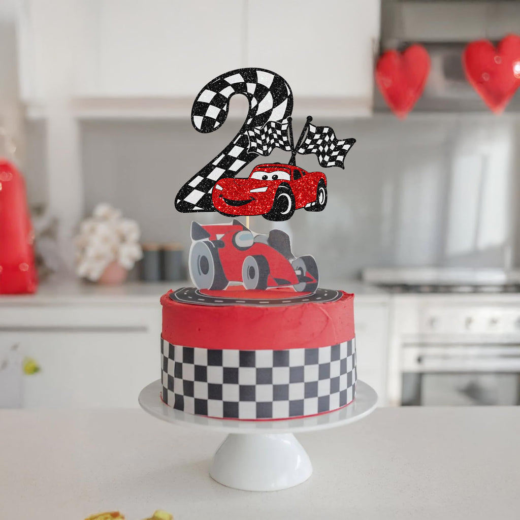 Gyufise Race Car Cake Topper Glitter – 1pc for Racing Birthday Cakes