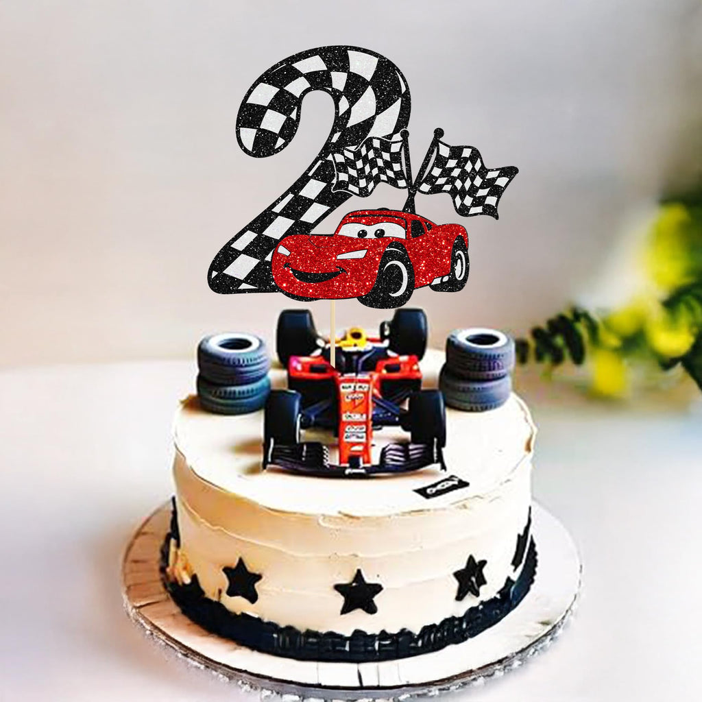 Gyufise Race Car Cake Topper Glitter – 1pc for Racing Birthday Cakes