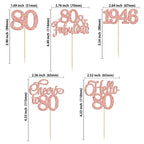 Gyufise 30 Pcs 80th Birthday Cupcake Toppers – Rose Gold Cake Decorations for 80th Birthday & Anniversary