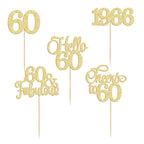 Gyufise 30Pcs 60th Birthday Cupcake Toppers – Gold Cake Decorations for 60th Birthday & Anniversary
