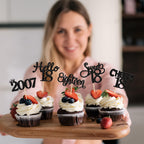 Gyufise 30 Pack Black Glitter 18th Birthday Cupcake Toppers – Hello Sweet 18