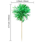Gyufise 30Pcs Foil Firework Cupcake Toppers – Sparkle Tinsel Decorations, Dark Green