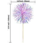 Gyufise 30Pcs Foil Firework Cupcake Toppers – Laser Purple Sparkle
