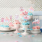 Gyufise 36Pcs Baby Shower Cupcake Toppers – Swan Pacifier Cloud Moon Star Pink