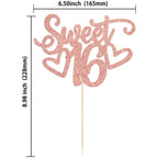 Gyufise Sweet 16 Cake Topper – Rose Gold Glitter for 16th Birthday
