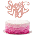 Gyufise Sweet 16 Cake Topper – Rose Gold Glitter for 16th Birthday