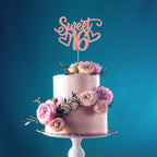 Gyufise Sweet 16 Cake Topper – Rose Gold Glitter for 16th Birthday