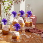 Gyufise 30Pcs Foil Firework Cupcake Toppers – Sparkle Tinsel Cake Decorations (Dark Purple) for Birthday, Wedding & Party