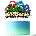 Gyufise Video Game 10th Birthday Cake Topper – Glitter Cake Pick