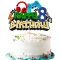 Gyufise 8th Birthday Video Game Cake Topper – Glitter Controllers for Boys Party Decor