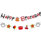GZDUCK Mouse Birthday Decorations for Boys - Black Red Glitter Banner & Cartoon Theme
