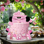 GZDUCK Oh Twodles Cake Topper Set – 46Pcs Pink Mouse Party Decor