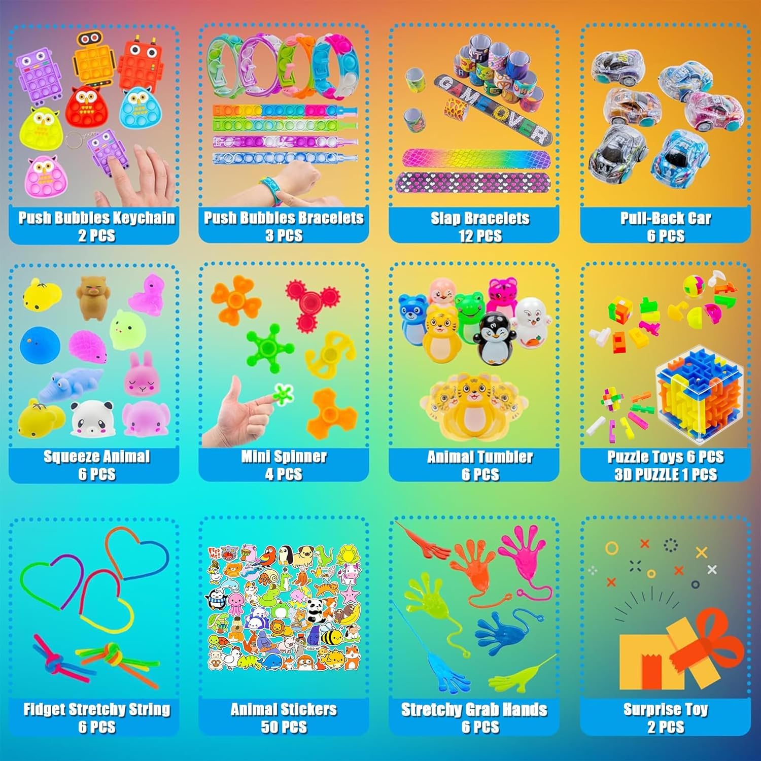 H-Partner 110 PCS Party Favors for Kids 4-8-12 | Classroom Prizes, Pinata Fillers & Gift Bags