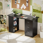HOMCOM Computer Desk with Drawers, Home Office Desk, Writing Table, PC Workstation with 3 Storage Shelves for Working, Study, 120 x 49 x 72 cm, Black