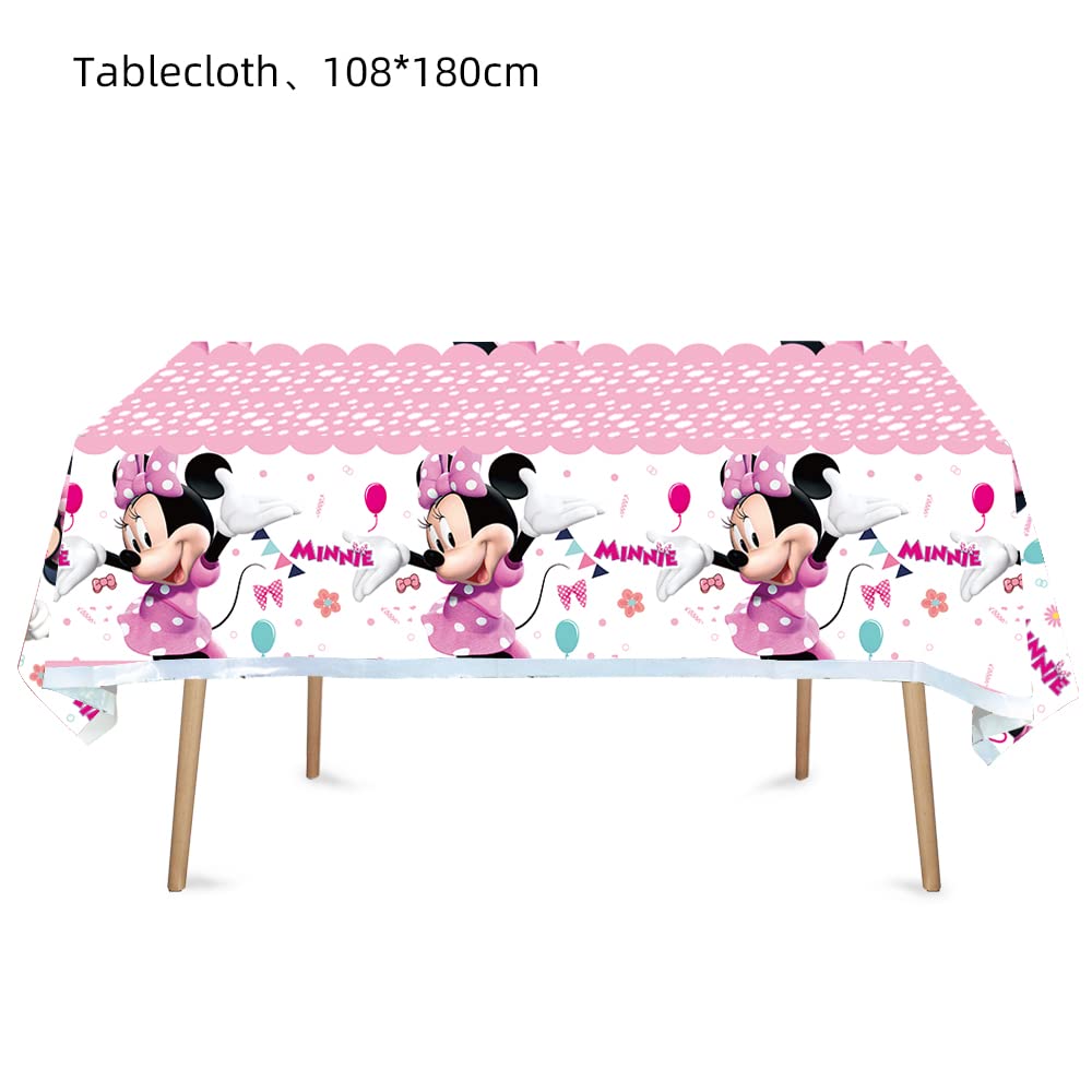 HACBYUTY 2pcs Children Birthday Tablecloth – Pink Cartoon Pattern, 70" x 42"
