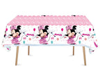 HACBYUTY 2pcs Children Birthday Tablecloth – Pink Cartoon Pattern, 70" x 42"