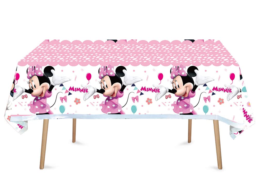 HACBYUTY 2pcs Children Birthday Tablecloth – Pink Cartoon Pattern, 70" x 42"